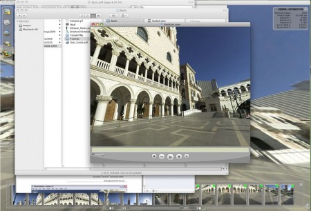 Autodesk Stitcher 2009 on the Mac. The program supports "Hotspot" support in producing QuickTimeVR movies.