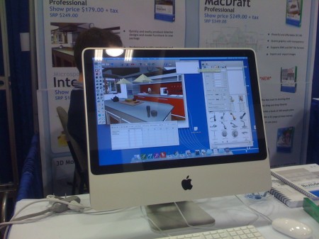 Microspot's booth: an iMac showcases MacDraft Pro and Interiors.