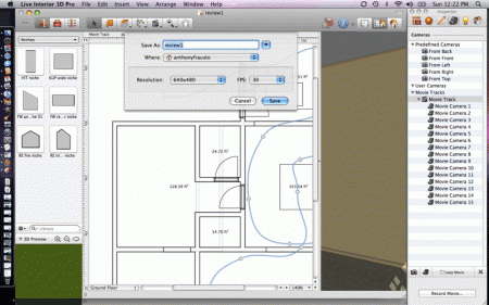 09 - The camera path is set (you can see is as the spline in the plan view) and when you save the movie you set parameters such as frames per sec.