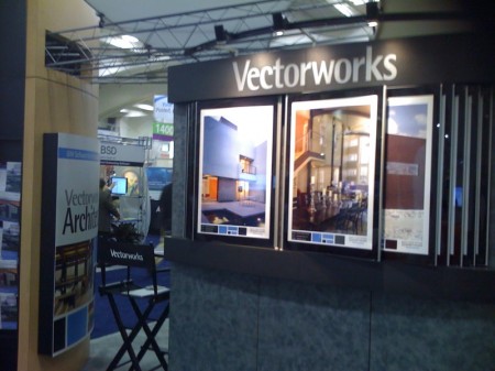02 - Vectorworks booth. Gallery Walls show flashy architecture.