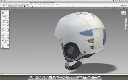 01 - View of Alias Design on Mac OS X, showing clean interface and wide workspace for this helmut design. Autodesk has dramatically changed its view on Apple and is increasing its development resources for the production of native Mac software.