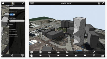 01 - Screenshots of the new Autodesk FormIt from the Apple App Store. As you can see, this app combines a SketchUp-like modeling environment with real-world site data all on your iPad. 