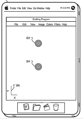 01 - An image from the patent application from Apple for "virtual drafting tools". 