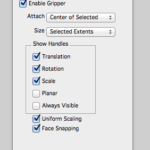 12 - The Gripper Tool is on the Inspector palette, a good location, and includes several settings options. 