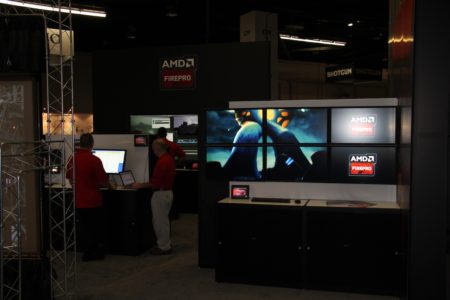 04 - AMD's booth was showing off its top of the line FirePro graphics cards for DCC apps and advanced 3D graphics and CAD. The next Mac Pro will be based on two twin FirePro cards. (courtesy Akiko Ashley. All Rights Reserved)