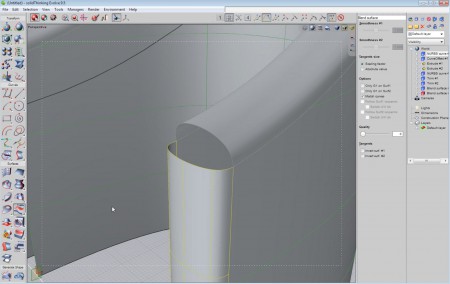 03 - Blending surfaces at awkward tangents is handled easily in solidThinking Evolve 9.5. 