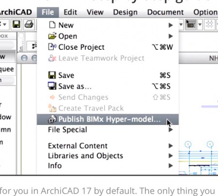 02 - Publishing a BIMx Hyper-model from within ArchiCAD 17.