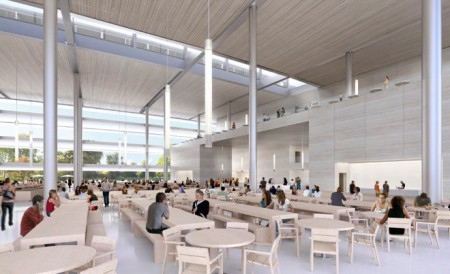 01 - Cafeteria restaurant in Apple's new headquarters. (copyright Apple / Foster + Partners. All Rights Reserved)