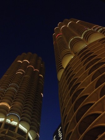 03 - An AIA National in Chicago without field trips out to see the wonderful architecture—as part of AIA sessions or all on your own—would not be huge missed opportunity. That certainly didn't happen. Here is a view of Marina City Towers looking up at night. The area around the Loop at night is gorgeous. 