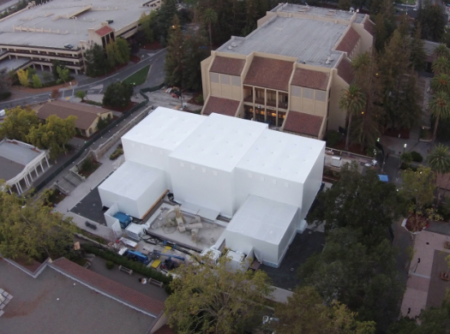 01 - Apple's mysterious all white structure in front of the Flint Center in San Jose. Nobody knows what is inside and why they built it. We will all find out tomorrow. (image courtesy of 9to5 Mac, All Rights Reserved)