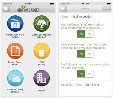 01 - The Green Badger Documentation UI under Apple iOS on an iPhone. 