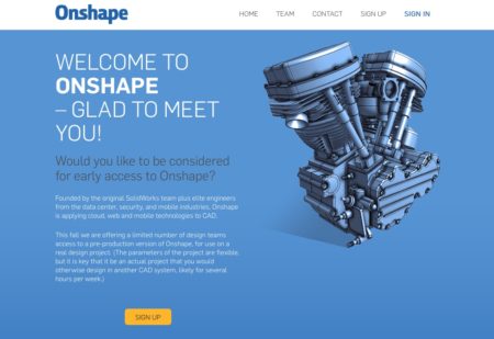 01 - This screen grab shows what welcomes visitors to the OnShape website for gaining early access to the new technology. 