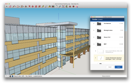 02 - Image showing SketchUp 2015's new connections to 'Trimble Connect' formerly known as GTeam by Gehry Technologies. (image courtesy Trimble, All rights reserved.)