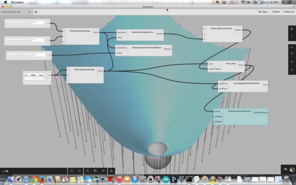01 - A screenshot of Autodesk Dynamo running on Mac OS X. Proof positive that the CAD giant has the chops to move swiftly and creatively. A packaged open-source solution long-term can generate mass popularity. 