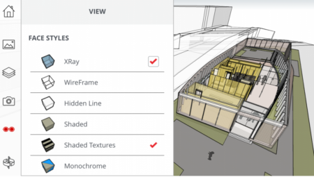 02 - Face styles, XRay mode, an orthographic camera, Field of View, Layers: the latest SketchUp Mobile Viewer brings even more SketchUp to your mobile device.