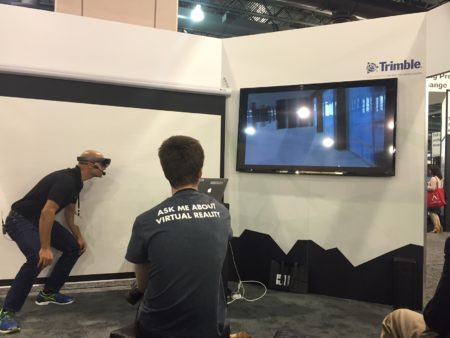 01 - Trimble booth fun...demonstration of new SketchUp technology with Microsoft Hololens. 