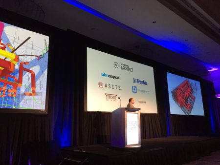 01 - Dr. Biplab Sarkar, new CEO of Vectorworks, Inc., speaking at the Technology Keynote this past April at the Vectorworks Design Summit. BIM is a more important theme moving forward for the company. 