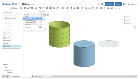 01 - OnShape's expanded Helix features. 