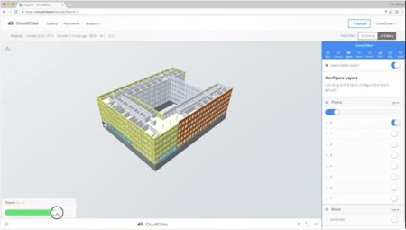 01 - CloudCities is a web-based app that presents 3D models and environments to various stakeholders. It supports numbers file types and smart layer technology allowing for interactive 3D. It also boasts VR support. 