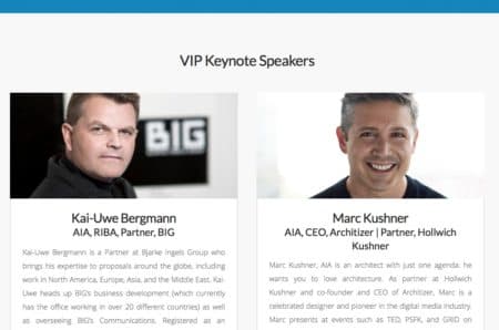 01 - Graphisoft's VIP keynote speakers for its North American BIM conference are big hitters in BIG partner Kai-Uwe Bergmann and Architizer CEO and co-founder, Marc Kushner. 