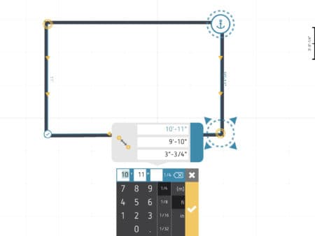 08 - Measuring is a process whereby you trace with your finger the length of a wall by engaging its two control points. 