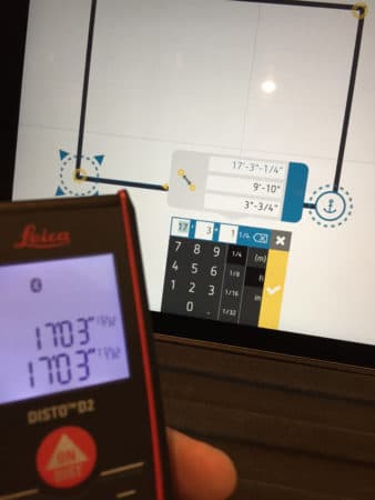 18 - Successfully connected you take laser measurements, in my case with my Leica Disto D2, during the measuring input process. The distance values from the device are sent to the app wirelessly. So cool! 