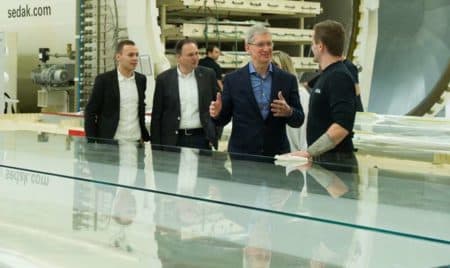02 - Apple CEO Tim Cooks visiting Sedak of Germany, the source of Apple Park's extraordinary glass facades. 