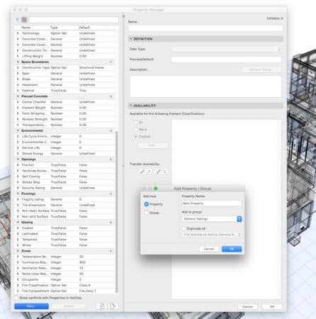 16 - The new Property Manager in version 20 enables the custom input of BIM data. 