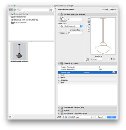 03 - A continuation of the process of taking a light fixture object from SketchUp 3D Warehouse and using it as a custom object in ARCHICAD after editing it through the GDL environment. (image: Patrick May. All rights reserved.)