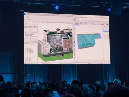 Autodesk industry cloud introductions at AU22. Shown here is new Revit to Rhino technology. 