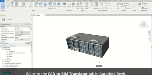 AMCBridge CAD to BIM screen shot.