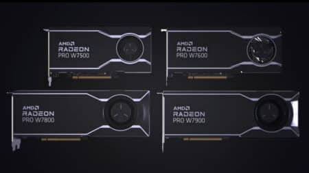 AMD Radeon PRO 7000 series graphics cards. Screenshot from AMD promotional video.