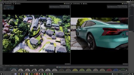 Latest NVIDIA Omniverse OpenUSD in action. Housing development car and composite . Screengrab: NVIDIA.
