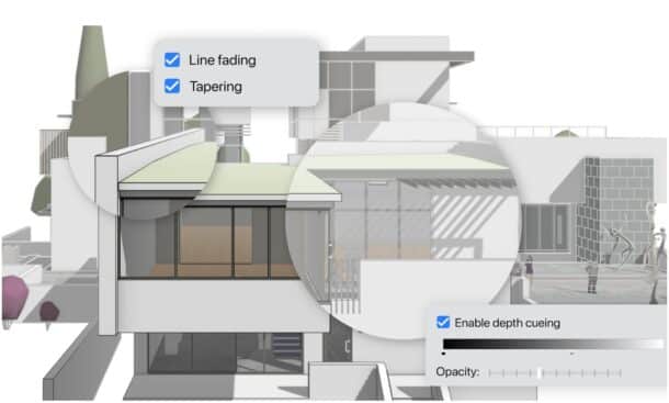 Vectorworks depth cueing.